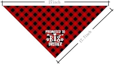 Dog Bandana, Promoted to Big Brother, Dogs Muffler Classical White Printing, Doggy Muffler Pet Scarf, Pet Baby Announcement Plaid Scarf Gender Reveal Accessories, for Small Medium Large D04 - Image 3