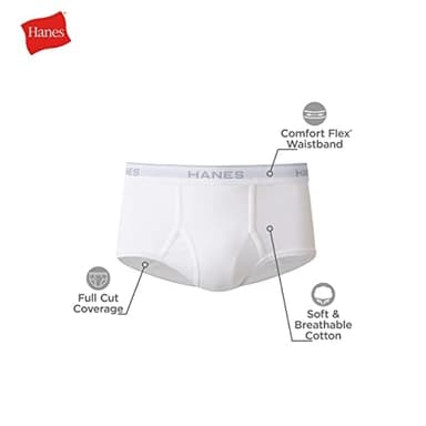 Hanes Mens Moisture-wicking Cotton Briefs, Available In White And Black, Multi-packs, White - 9 Pack, Medium US - Image 5