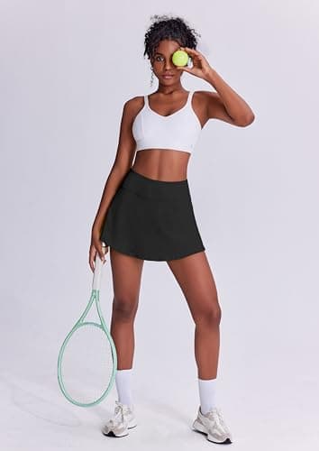 PINSPARK Tennis Skirts Womens Pleated Skirts Athletic Skort Mini Golf Skirts with Pocket Pickleball Skorts,Black Large - Image 3