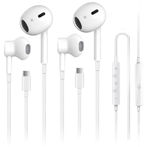 2 Pack USB C Headphones for iPhone 17, Type C Earbuds Wired Earbuds with Microphone & Remote Control Noise Cancelling Earphones, Compatible with iPhone 17 Pro Max, iPad Pro, Most USB C Jack Devices - Image 1
