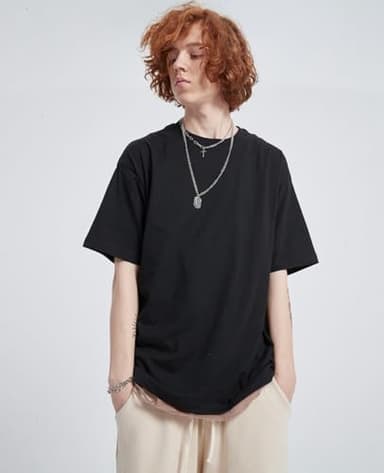 4 Pack Men's Oversized T-Shirts Heavyweight Cotton Tee Crew Neck Short Sleeve T Shirts Loose Fit Basic Essential Soft Classic Tees (WTLGYDGYBK,M) - Image 2