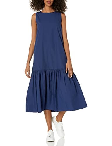 The Drop Women's Ilana Loose Sleeveless Wide-Hem Poplin Maxi Dress, Navy, 2X, Plus Size - Image 1