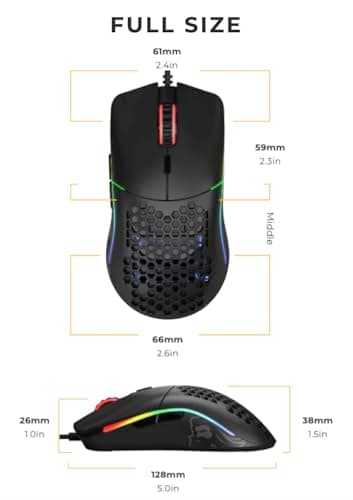 Glorious Model O Wired Gaming Mouse 67g Superlight Honeycomb Design, RGB, Pixart 3360 Sensor, Omron Switches, Ambidextrous - Matte Black - Image 9