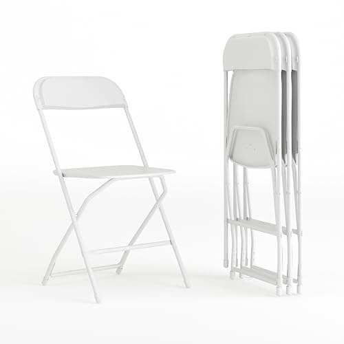 Flash Furniture Hercules Series Plastic Folding Chair - White - 4 Pack 650LB Weight Capacity Comfortable Event Chair-Lightweight Folding Chair - Image 1