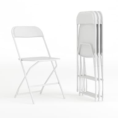 Flash Furniture Hercules Series Plastic Folding Chair - White - 4 Pack 650LB Weight Capacity Comfortable Event Chair-Lightweight Folding Chair - Image 1