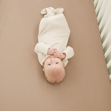 Konssy Muslin Crib Sheets for Boys, Soft Cotton Neutral Baby Sheets for Standard Crib Mattress 2 Pack, 52"x28" (Camel, Sun) - Image 6