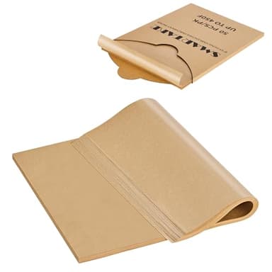 SMARTAKE 50 Pcs Parchment Paper Baking Sheets, 9x13 Inches Non-Stick Precut Baking Parchment, for Baking Grilling Air Fryer Steaming Bread Cup Cake Cookie and More (Unbleached) - Image 1