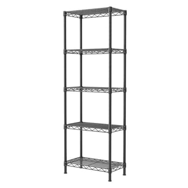 SINGAYE Metal Shelves Wire Shelving：Storage Rack Standing Units Shelf for Kitchen Laundry Bathroom Closet Organizers Pantry Narrow Mesh Adjustable 10" D x 16" W x 55" H Black - Image 1