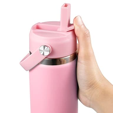 Straw Lid for Hydro Flask Wide Mouth Water Bottles, Top Lids with Straw Compatible with Hydro Flask 32 40 oz, Replacement Cap Wide Mouth Straws Flip Lid Flex Handle (Light Pink) - Image 3