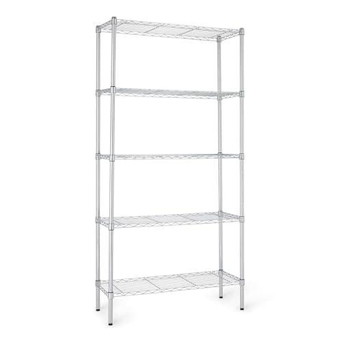 Amazon Basics 5-Shelf Adjustable Heavy Duty Steel Wire Rack Storage Shelving Organizer for Kitchen, Garage, 36" L x 14" W x 72" H, Chrome - Image 1