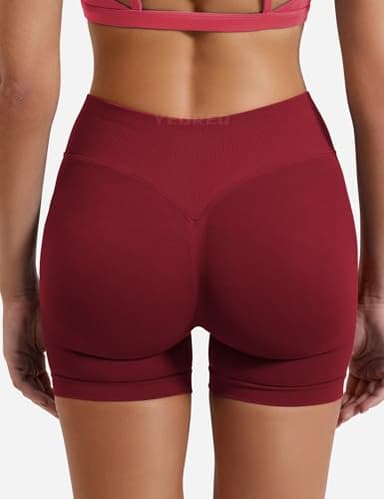 YEOREO SoftHue Women Workout Gym Impact Shorts Hidden Scrunch Butt Lifting 2.5"/3.6"/4.5"/6" Shorts Red M - Image 5