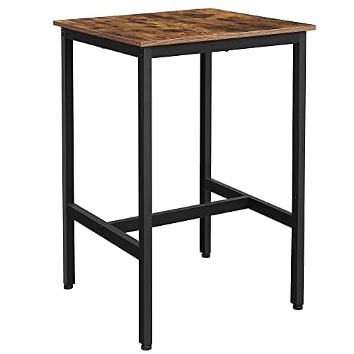 VASAGLE Bar Table, Small Kitchen Dining Table, High Top Pub Table, Bar Height Cocktail Table for Living Room Party, Sturdy Metal, 23.6 x 23.6 x 35.4 Inches for Narrow Spaces, Rustic Brown and Black - Image 1