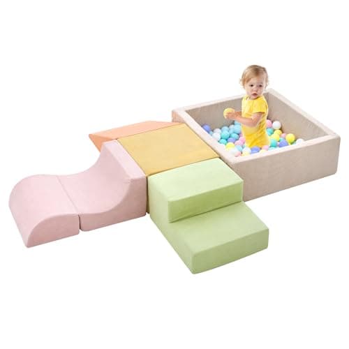 Climbing Toys for Toddlers , Toddler Climbing Toys Indoor, 5-Piece Foam Climbing Blocks with Ball Pit (Balls not Included),Soft Play Set,Toddler Climber Indoor Foam Play Gym for Climbing Crawling - Image 1