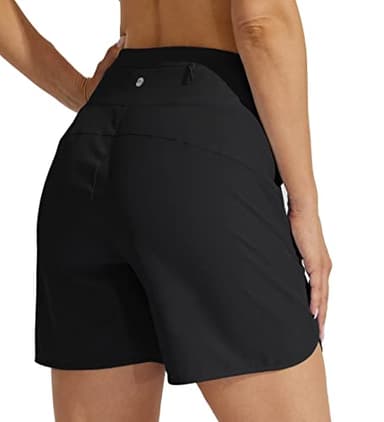 Willit Women's Athletic Running Shorts 5" Quick Dry Workout Hiking High Waisted Active Gym Exercise Zipper Pocket Black 3XL - Image 2