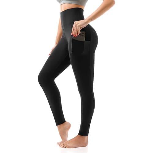 SINOPHANT High Waisted Leggings with Pockets Women, Full Length Capri Buttery Soft Stretchy Yoga Pants(Full Black,L-XL) - Image 1