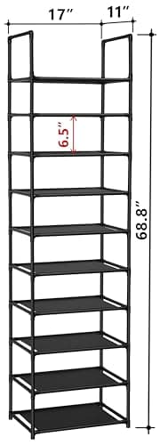 FIDUCIAL HOME 10 Tiers Shoe Rack 20-25 Pairs Sturdy Shoe Shelf - Image 3