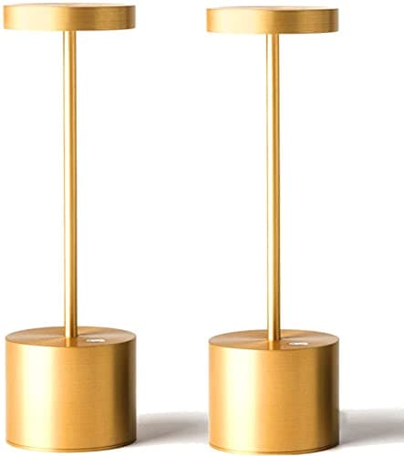 SAKRINGT 2 Pack Cordless Table Lamp Rechargeable, 5000mAh Battery Operated Portable Table Light,Dimming LED Table Lamp for Restaurant/Patio/Outdoor(Gold) - Image 1