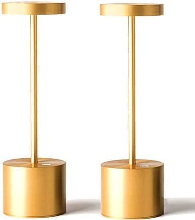 SAKRINGT 2 Pack Cordless Table Lamp Rechargeable, 5000mAh Battery Operated Portable Table Light,Dimming LED Table Lamp for Restaurant/Patio/Outdoor(Gold) - Image 1