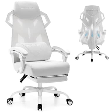 GTPLAYER Computer Chair with Adjustable Footrest, Ergonomic Gaming Chair with Headrest and Lumbar Support, Breathable Mesh Office Chair for Adults, High Back Reclining Desk Chair for Gaming and Office - Image 1