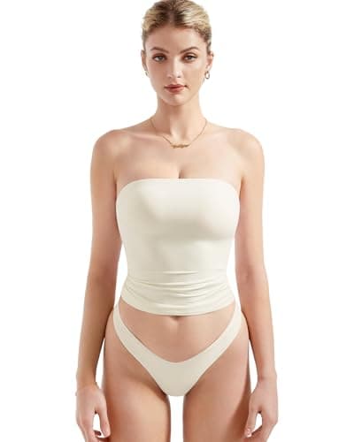 SUUKSESS Women Sexy Tube Top Summer Y2K Going Out Tops Casual Sleeveless Double Lined Basic Tank Top (White, XS) - Image 1