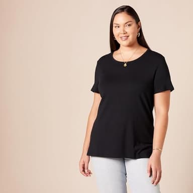 Amazon Essentials Women's Regular-Fit Short-Sleeve Crewneck T-Shirt, Pack of 2, Black, X-Large - Image 7