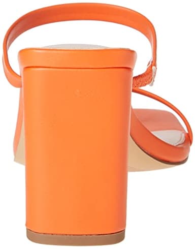 The Drop Women's Avery Square Toe Two Strap High Heeled Sandal, Fire Orange, 9 - Image 3