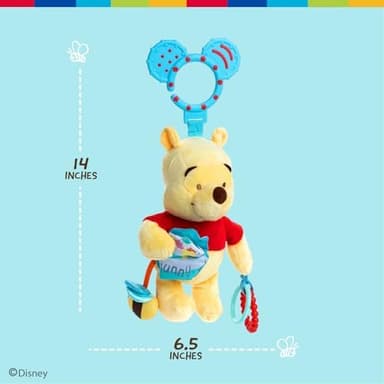 KIDS PREFERRED Disney Baby Winnie The Pooh Multi Sensory Activity Toy with Teethers, Crinkle Textures, and Clip for On The Go Fun for Infant and Baby Boys and Girls - Image 3