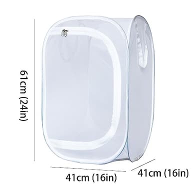 Pop-up Insect and Butterfly Habitat Cage Terrarium Clear Mesh Enclosure - 16" x 16" x 24" - Image 5