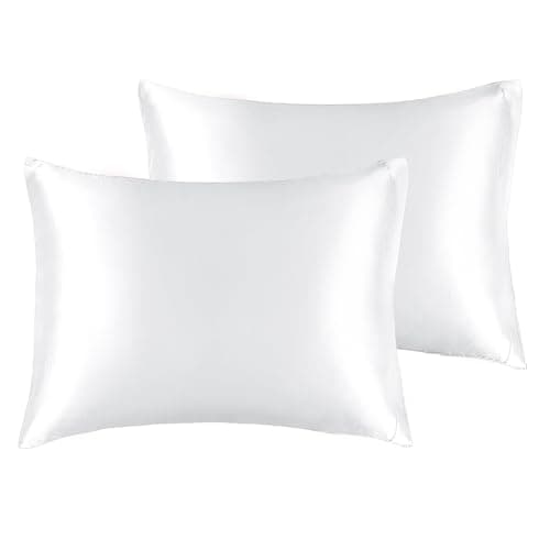 BEDELITE Satin Pillowcase for Hair and Skin, Super Soft and Cooling Similar to Silk Pillow Cases 2 Pack with Envelope Closure, Gift for Women Men(13"x18" Toddler Size, White) - Image 1