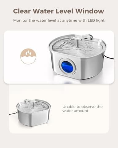 Cat Water Fountain Stainless Steel - Pet Drinking Fountain for Cats Indoor - 3.2L/108oz Automatic Water Dispenser with Watering Level Window (4 Filter) - Image 7