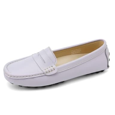 Artisure Women's Classic Comfort Lilac Leather Penny Loafers Casual Slip-Ons Lightweight Walking Flats Driving Mocs Boat Shoes 10 M US - Image 2
