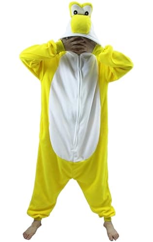 Adult Unisex Pink Yoshi Kigurumi Onesie Suit Halloween Christmas Anime Pajamas Green Yoshi Cosplay Costumes Disfraz Couple (US, Alpha, Small, Regular, Regular, Yellow) - Image 1