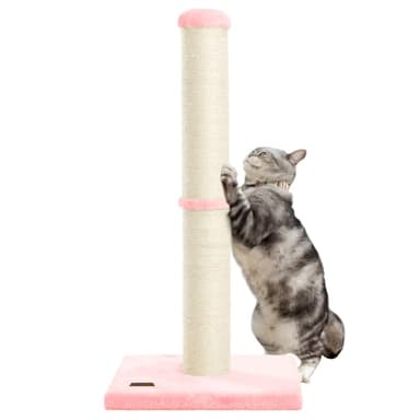 Karolpar 34inch Cat Scratching Post with Natural Sisal Rope 4.3Inch Large Diameter Scratcher Post Tree for Indoor Cats Pink - Image 1