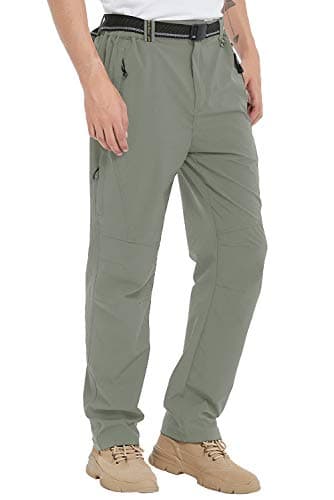 TBMPOY Men's Lightweight Hiking Pants with Belt 5 Zip Pockets Waterproof Quick-Dry Travel Fishing Work Outdoor Pants Thin Sage Green XL - Image 7