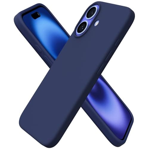 ORNARTO Compatible with iPhone 16 Case 6.1", Slim Liquid Silicone 3 Layers Full Covered Soft Gel Rubber Shockproof Phone Case, Protective Cover with Anti-Scratch Microfiber Lining-Navy Blue - Image 1