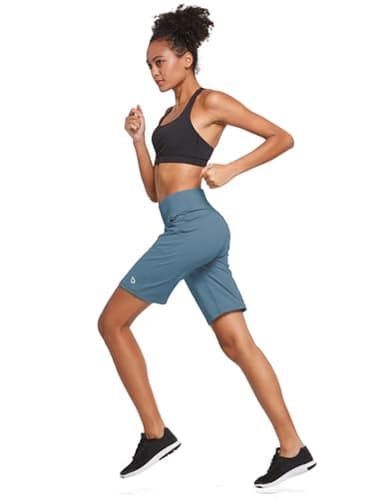baleaf Women's Long Shorts Bermuda Knee Length Shorts 10" High Rise Workout Athletic Shorts Walking Yoga Running Golf Shorts Travel Summer Niagara S - Image 6