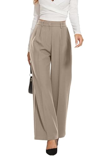 FUNYYZO Women's Wide Leg Pants High Elastic Waisted in The Back Business Work Trousers Long Straight Suit Pants - Image 3