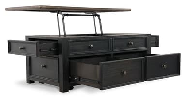 Signature Design by Ashley Tyler Creek Rustic Farmhouse Lift Top Coffee Table with Drawers, Brown & Black - Image 9