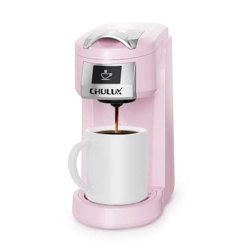 CHULUX Classic Single Serve Coffee Maker for K Cup, One Button Easy Coffee Machine for Office, RV, Travel and Dorm, Pink - Image 1