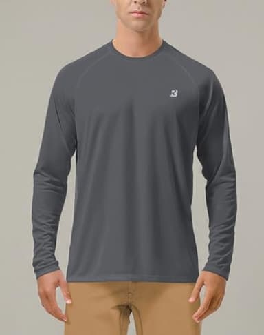 Roadbox Mens UPF 50+ UV Sun Protection Shirts Outdoor Long Sleeve SPF Diving Rash Guard for Fishing Hiking Swimming Dark Gray - Image 5