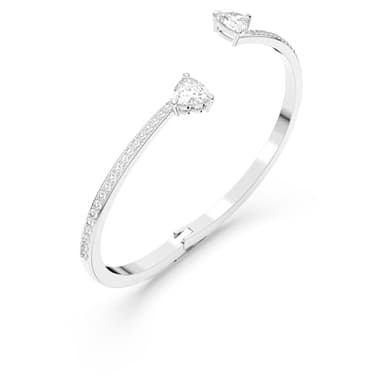 SWAROVSKI Mesmera Bangle Bracelet, Heart-Shaped Clear Crystals on a Rhodium Finish Cuff, Size L, from the Swarovski Attract Soul Collection - Image 3