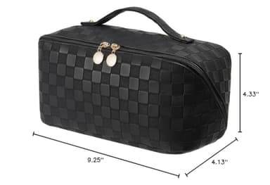 EACHY Travel Makeup Bag, Large Capacity Cosmetic Bags for Women, Waterproof Portable Open Flat Toiletry Bag Make up Bag with Divider and Handle, Gifts for Women (LD-Black, Large) - Image 10