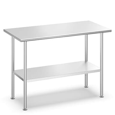 Atelicf All-Stainless Steel Prep Table, 24 X 48 Inches, with Rounded-Edges and Adjustable Undershelf, Heavy-Duty Build for Outdoor Use,Restaurants,Hotels,Workshops,Kitchens,Gardens - Image 1