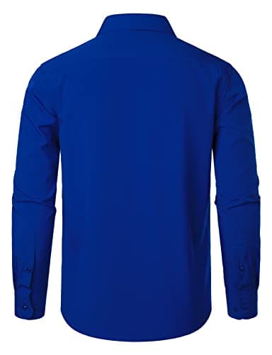 ZEROYAA Men's Regular Fit Dress Shirt Solid Wrinkle-Free Long Sleeve Casual Business Button Up Shirts with Pocket ZSSCL05-Royal Blue XX-Large - Image 3