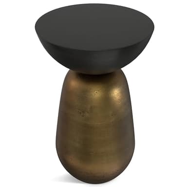 SIMPLIHOME Clement Cast Aluminum Side Table, 15.25" Round, 24" Tall, Black Nickel/Antique Brass, Industrial Hourglass Design for Living Room - Image 6