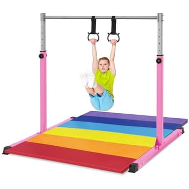 Safly Fun Gymnastics Bar with Mat for Kids Ages 3-15 for Home - Image 1