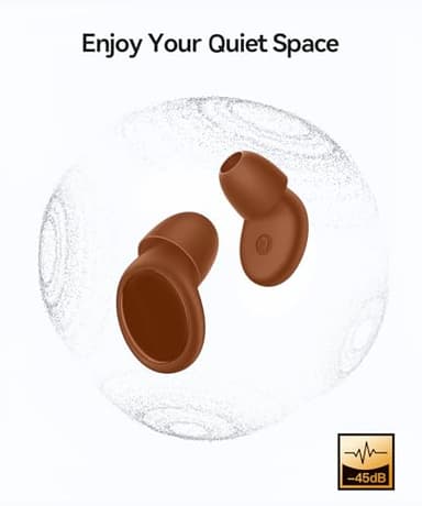 Ear Plugs for Sleeping 45dB Noise Cancelling Earplugs for Concerts, Snoring, Travel, Sleep, Reusable Silicone Noise Reduction Ear Plug Soft Ear Plug with 8 Ear Tips & Case Brown - Image 3