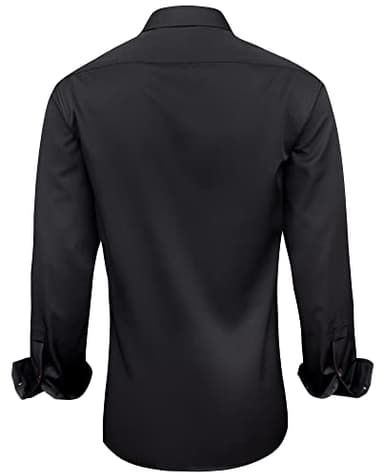 Alimens & Gentle Men's Dress Shirts Long Sleeve Wrinkle-Free Business Casual Button Down Shirt, Black Red, 4X-Large - Image 2