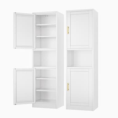 Ckzbx Tall Narrow Storage Cabinet 66.93" H Tall Bathroom Cabinets Metal Pantry Cabinet, 4 Adjustable Shelves for Kitchen, Home Office, Living Room, Dinning Room (16 inches Wide White) - Image 1