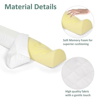 Shinnwa Bed Bumpers for Toddlers (2-Pack) Memory Foam Rail & Adults, Safety Guard Queen, King, Full Bed, Sleep Long Pillow Pads with Non-Slip Bottom Machine Washable Cover - Image 4